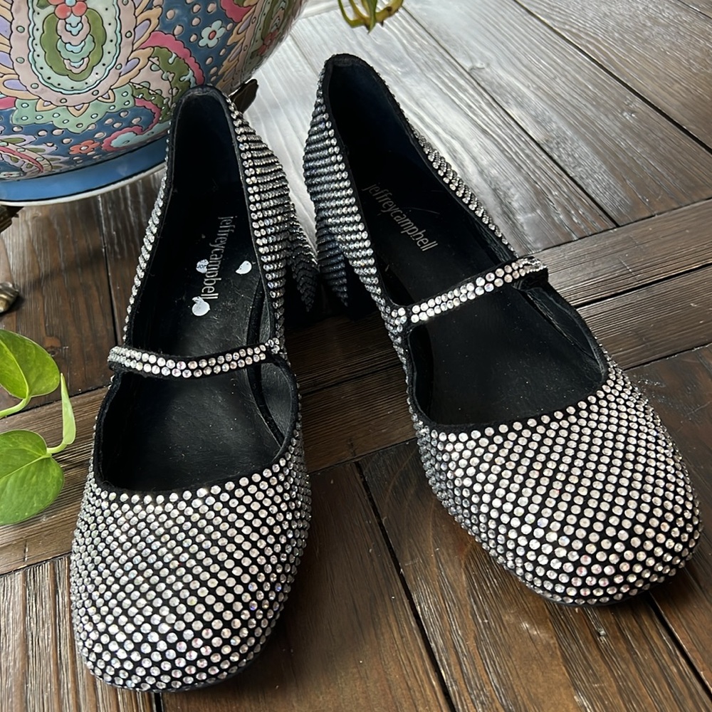 Jeffrey Campbell gorgeous pair of rhinestone block heel Maryjane’s SZ 37/6/6.5
